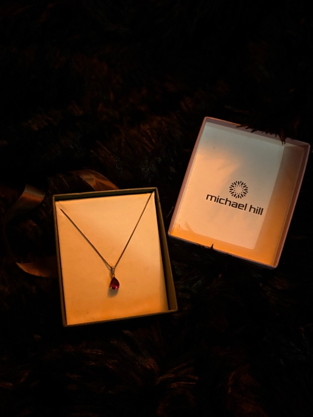 Michael Hill silver and Gold Red Teardrop necklace